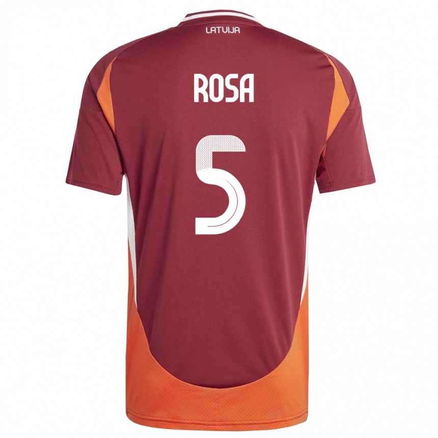 ילדים כדורגל לטביה Fabio Rosa #5 אדום עמוק לבן כתום ג'רזי ביתית 26-28