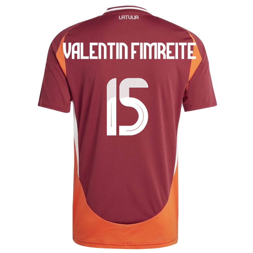 ילדים כדורגל לטביה Gabriel Valentin Fimreite #15 אדום עמוק לבן כתום ג'רזי ביתית 26-28