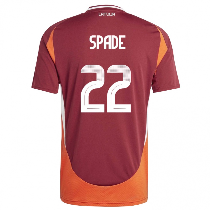 ילדים כדורגל לטביה Markuss Spade #22 אדום עמוק לבן כתום ג'רזי ביתית 26-28