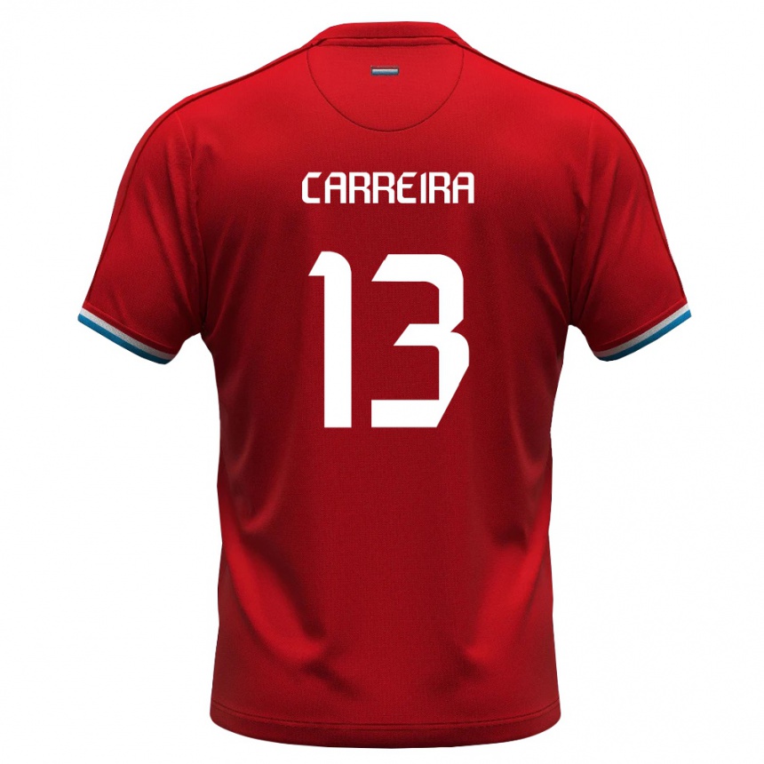 ילדים כדורגל לוקסמבורג Mateo Carreira #13 אדום לבן כחול ג'רזי ביתית 26-28