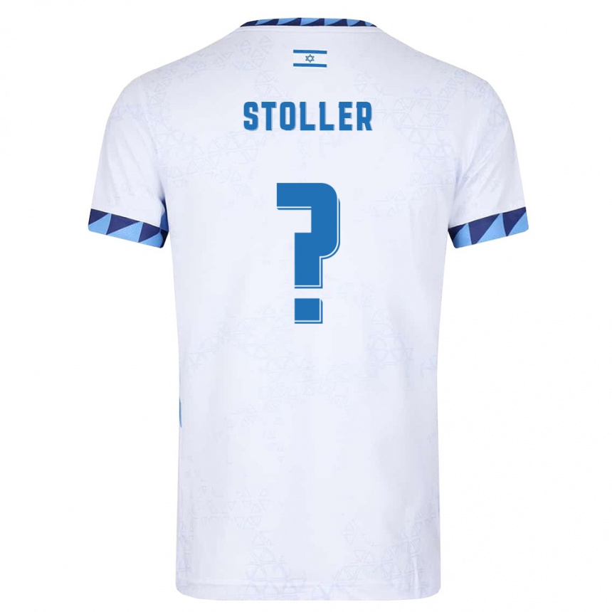 ילדים כדורגל ישראל Tamir Stoller #0 לבן כחול בהיר ג'רזי ביתית 26-28