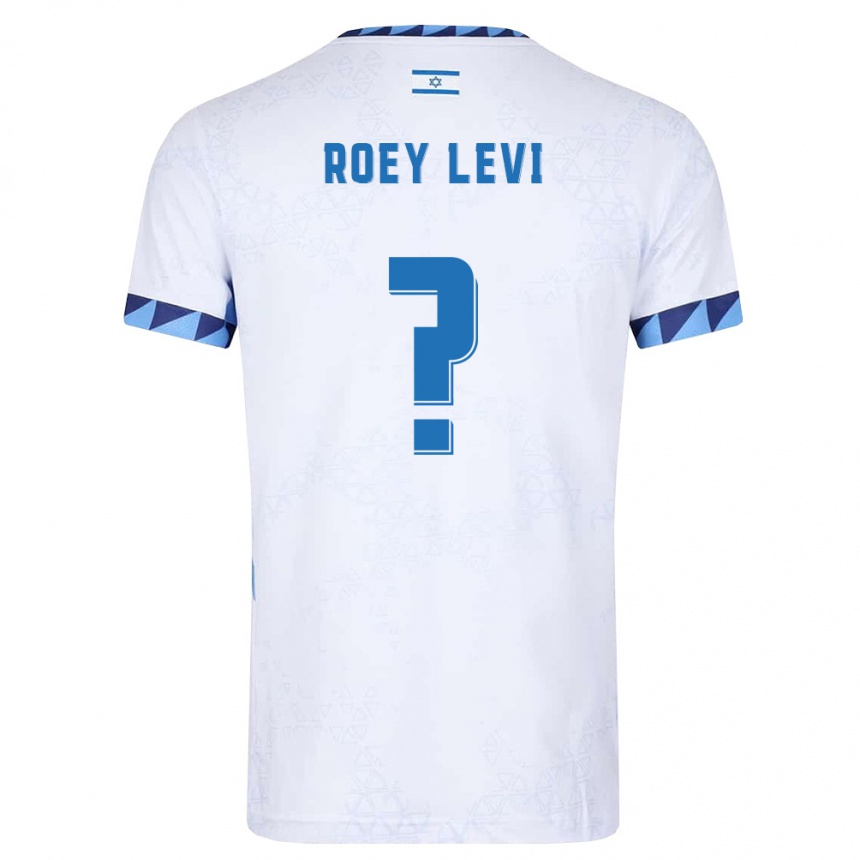 ילדים כדורגל ישראל Roey Levi #0 לבן כחול בהיר ג'רזי ביתית 26-28