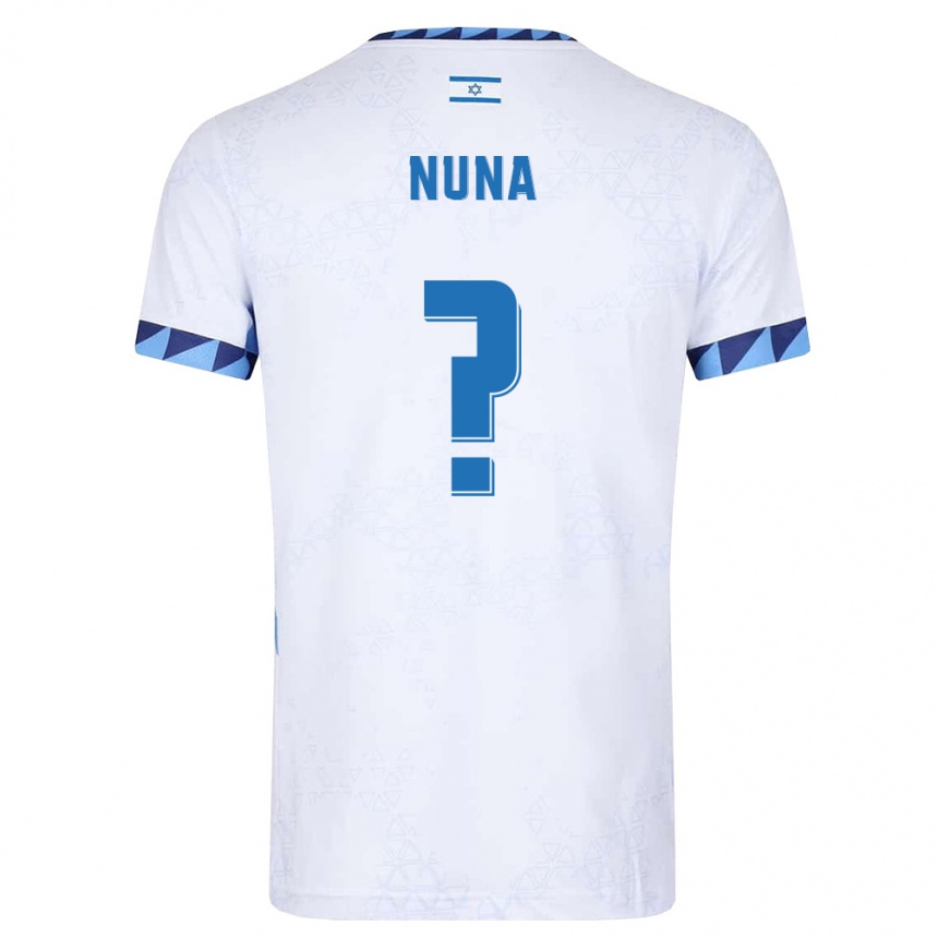 ילדים כדורגל ישראל Noam Nuna #0 לבן כחול בהיר ג'רזי ביתית 26-28