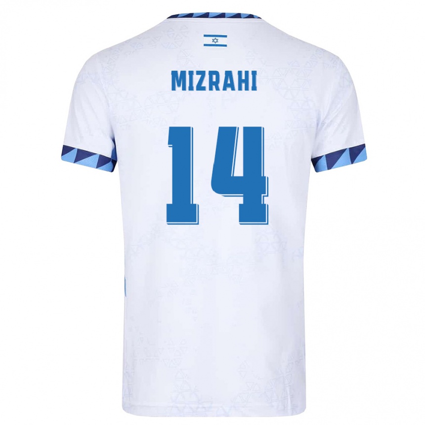 ילדים כדורגל ישראל Guy Mizrahi #14 לבן כחול בהיר ג'רזי ביתית 26-28