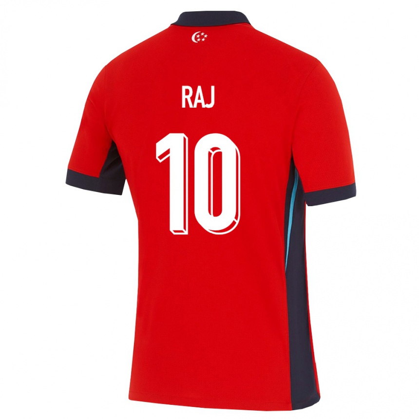 ילדים כדורגל סינגפור Vedant Raj #10 אדום לבן שחור ג'רזי ביתית 26-28