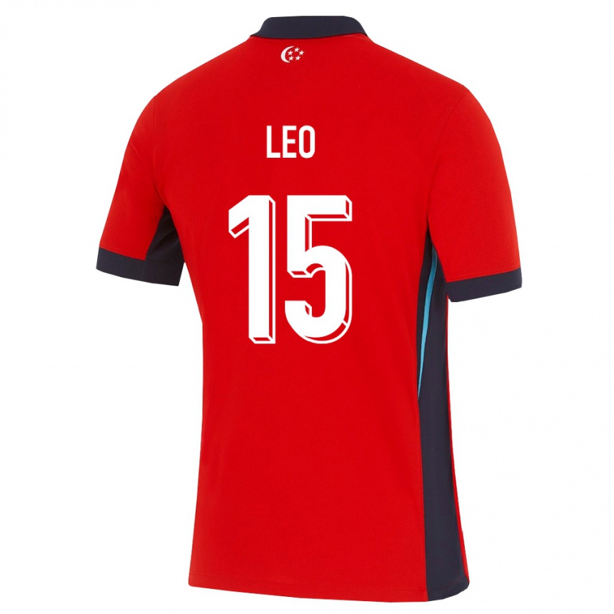 ילדים כדורגל סינגפור Caleb Leo #15 אדום לבן שחור ג'רזי ביתית 26-28
