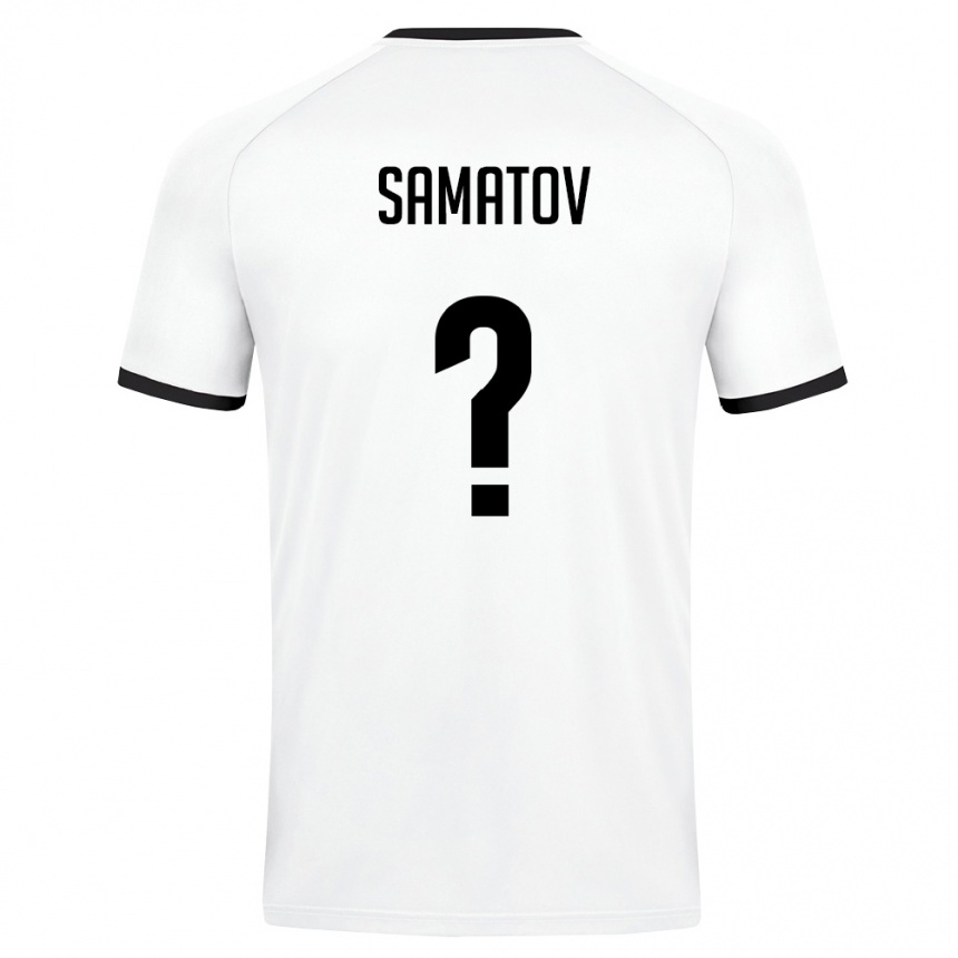 ילדים כדורגל אוזבקיסטן Bekhruz Samatov #0 לבן ירוק כהה הרחק ג'רזי 26-28