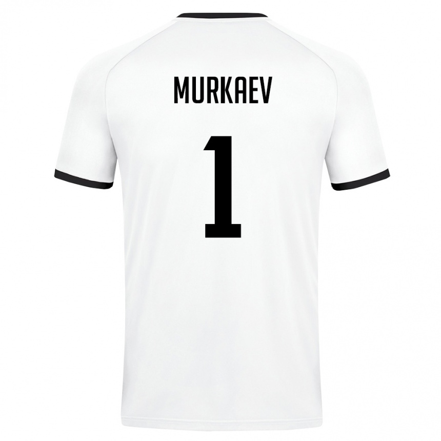 ילדים כדורגל אוזבקיסטן Maksim Murkaev #1 לבן ירוק כהה הרחק ג'רזי 26-28