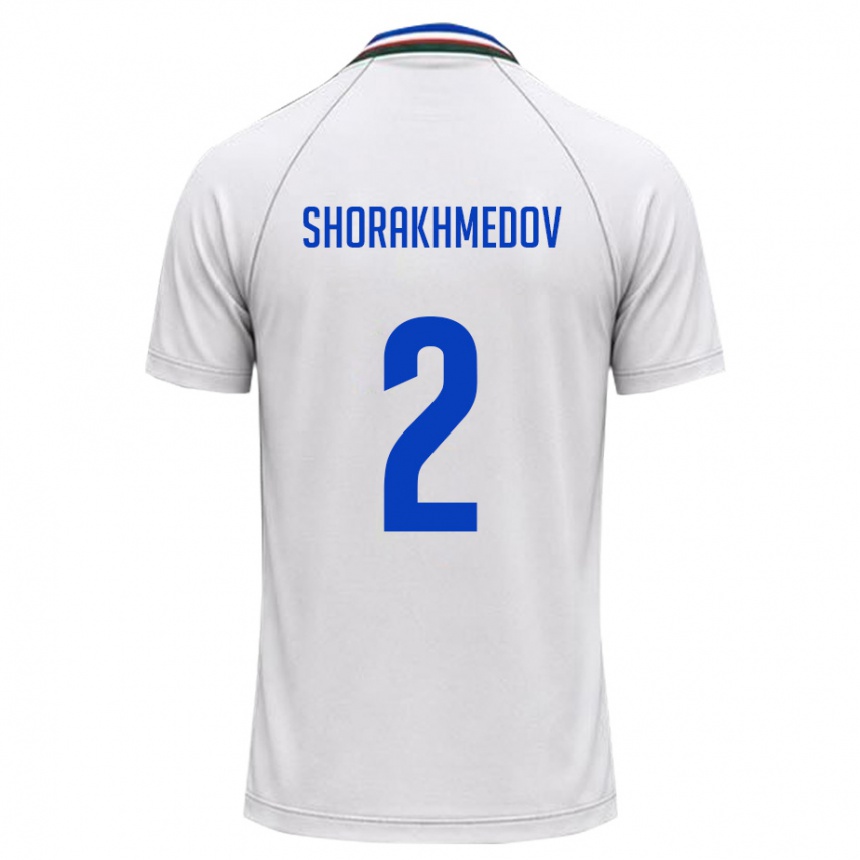 ילדים כדורגל אוזבקיסטן Shorakhim Shorakhmedov #2 לבן ירוק כהה הרחק ג'רזי 26-28