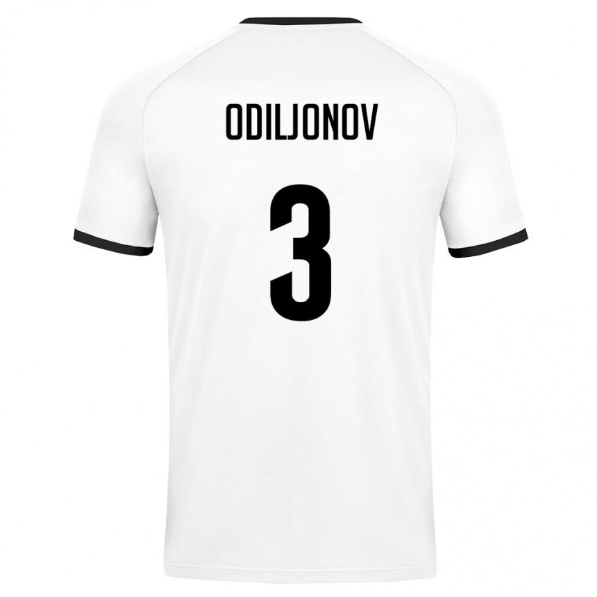 ילדים כדורגל אוזבקיסטן Ozodbek Odiljonov #3 לבן ירוק כהה הרחק ג'רזי 26-28