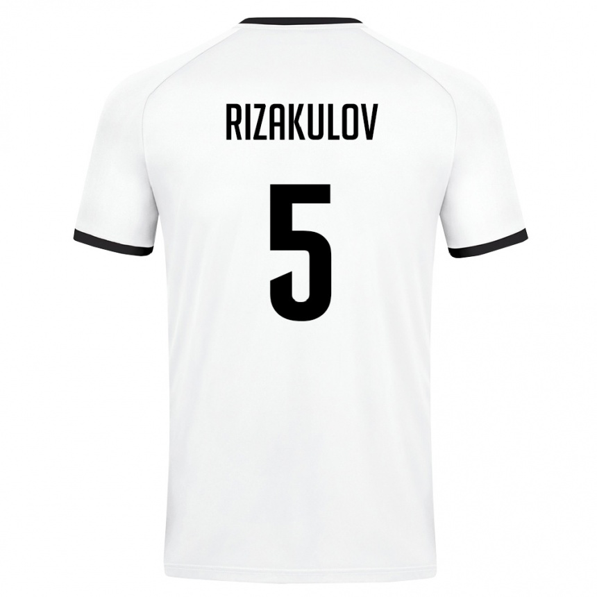 ילדים כדורגל אוזבקיסטן Giyosdzhon Rizakulov #5 לבן ירוק כהה הרחק ג'רזי 26-28