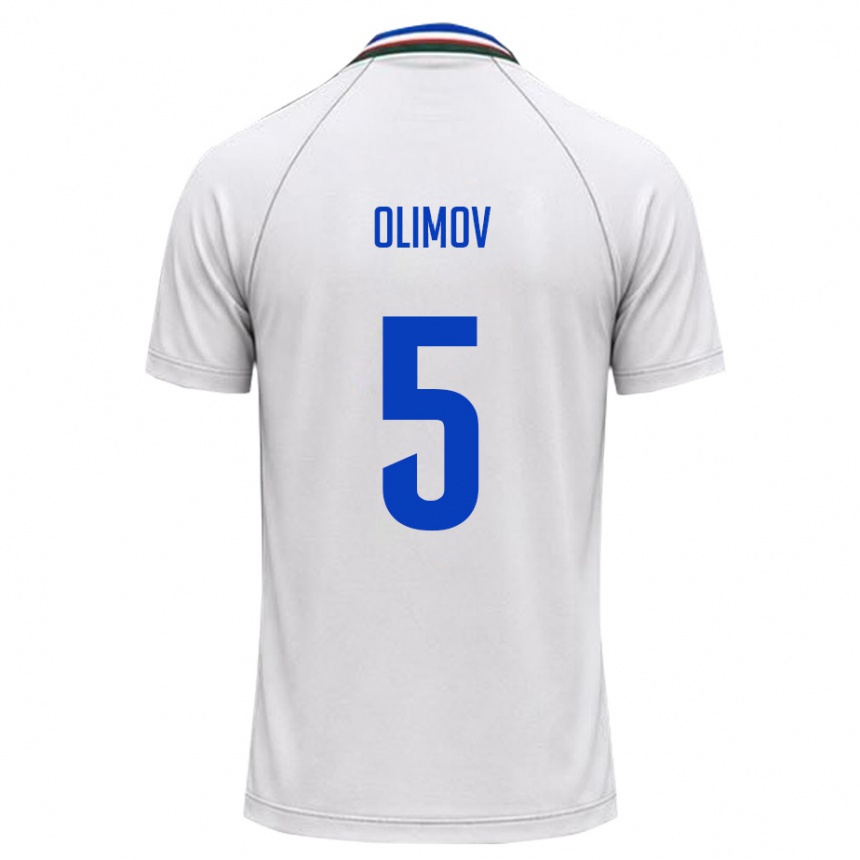 ילדים כדורגל אוזבקיסטן Elsevar Olimov #5 לבן ירוק כהה הרחק ג'רזי 26-28