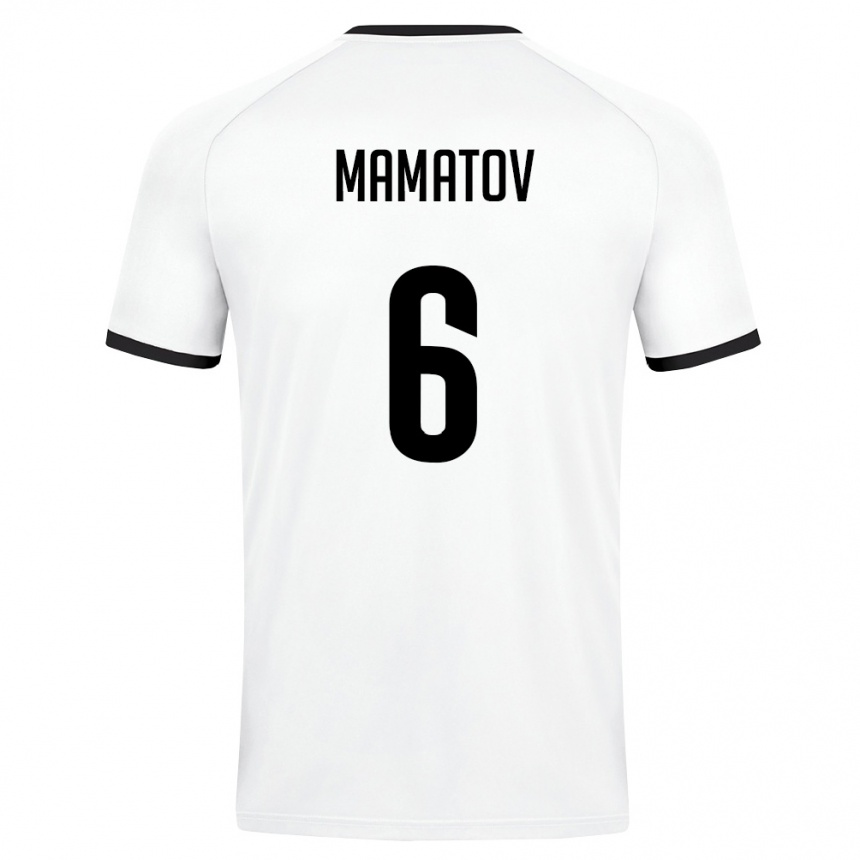ילדים כדורגל אוזבקיסטן Mukhammadjon Mamatov #6 לבן ירוק כהה הרחק ג'רזי 26-28