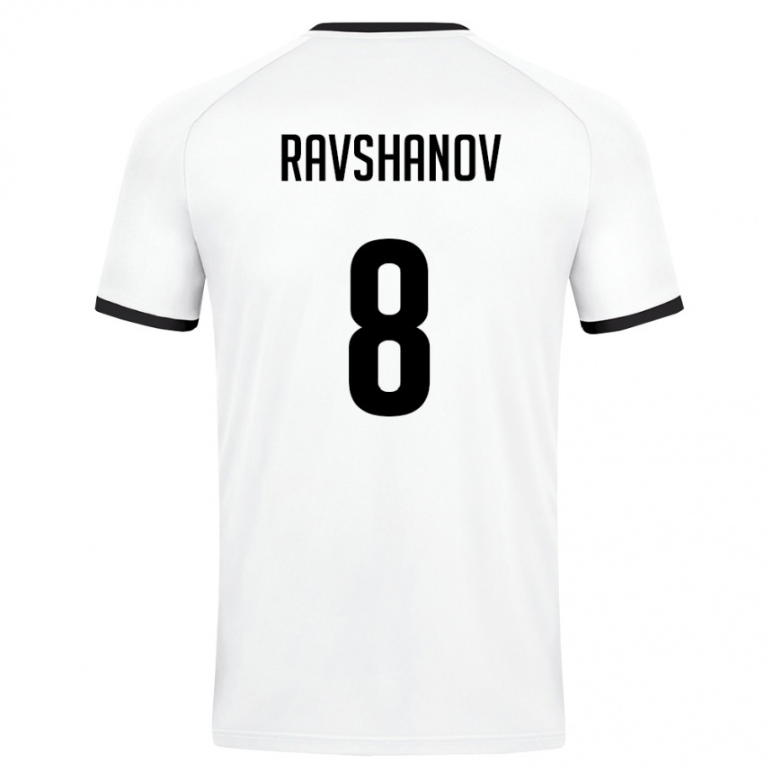 ילדים כדורגל אוזבקיסטן Islom Ravshanov #8 לבן ירוק כהה הרחק ג'רזי 26-28