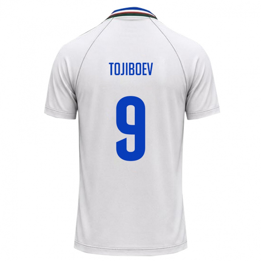 ילדים כדורגל אוזבקיסטן Diyorbek Tojiboev #9 לבן ירוק כהה הרחק ג'רזי 26-28