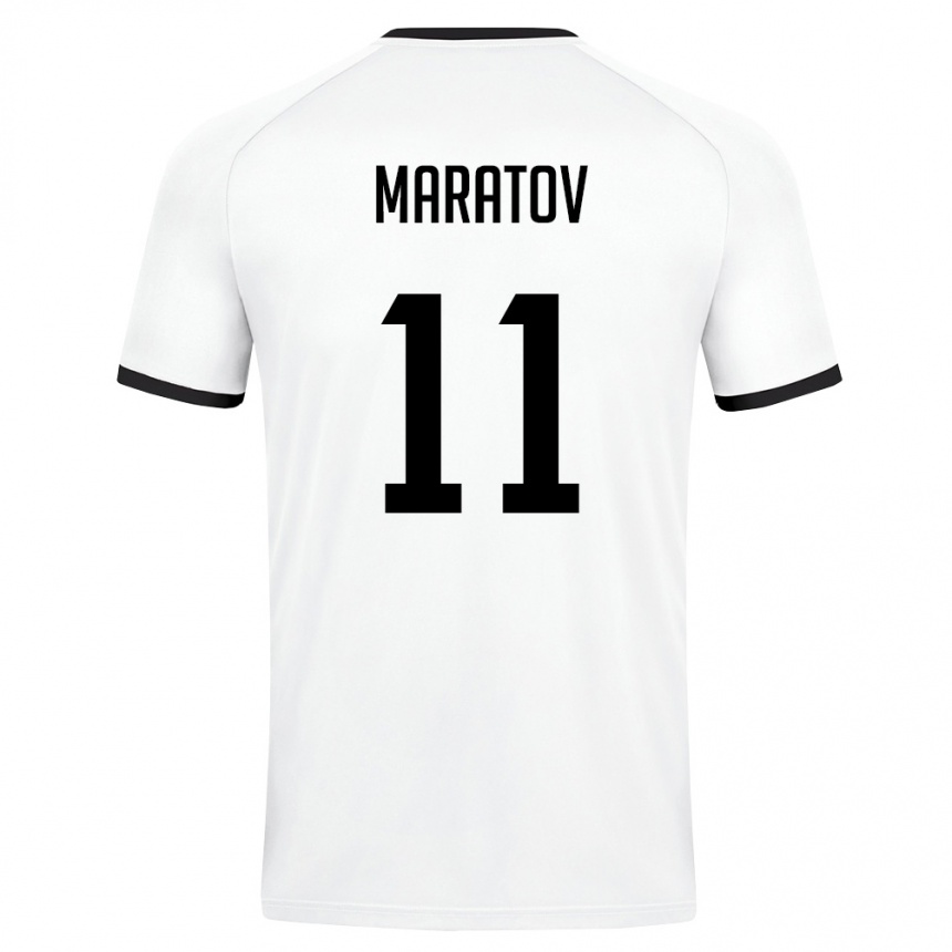ילדים כדורגל אוזבקיסטן Ulugbek Maratov #11 לבן ירוק כהה הרחק ג'רזי 26-28
