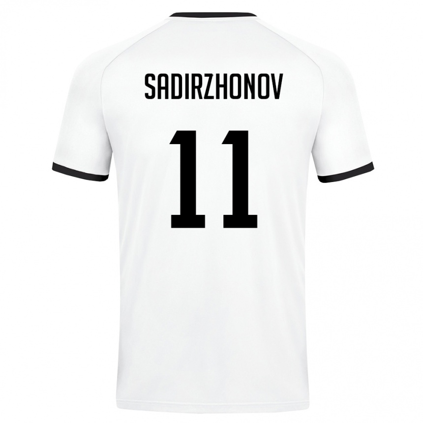 ילדים כדורגל אוזבקיסטן Sukhrob Sadirzhonov #11 לבן ירוק כהה הרחק ג'רזי 26-28