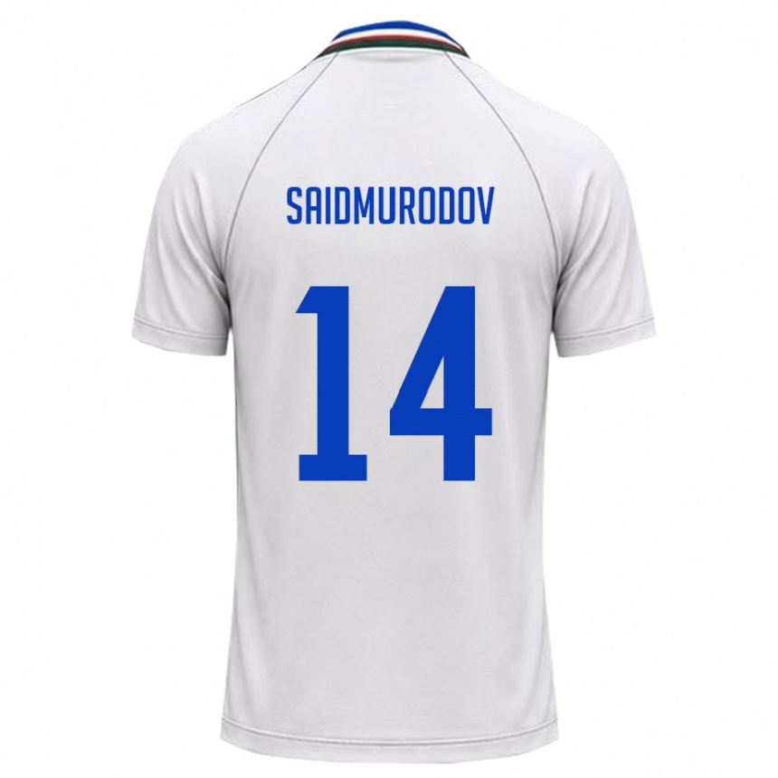 ילדים כדורגל אוזבקיסטן Bekhruz Saidmurodov #14 לבן ירוק כהה הרחק ג'רזי 26-28