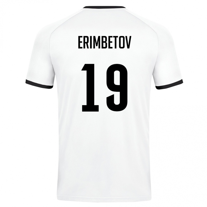 ילדים כדורגל אוזבקיסטן Azizbek Erimbetov #19 לבן ירוק כהה הרחק ג'רזי 26-28
