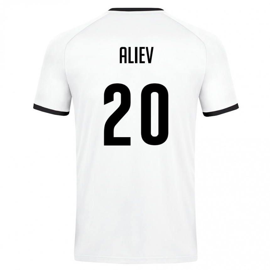 ילדים כדורגל אוזבקיסטן Rustam Aliev #20 לבן ירוק כהה הרחק ג'רזי 26-28