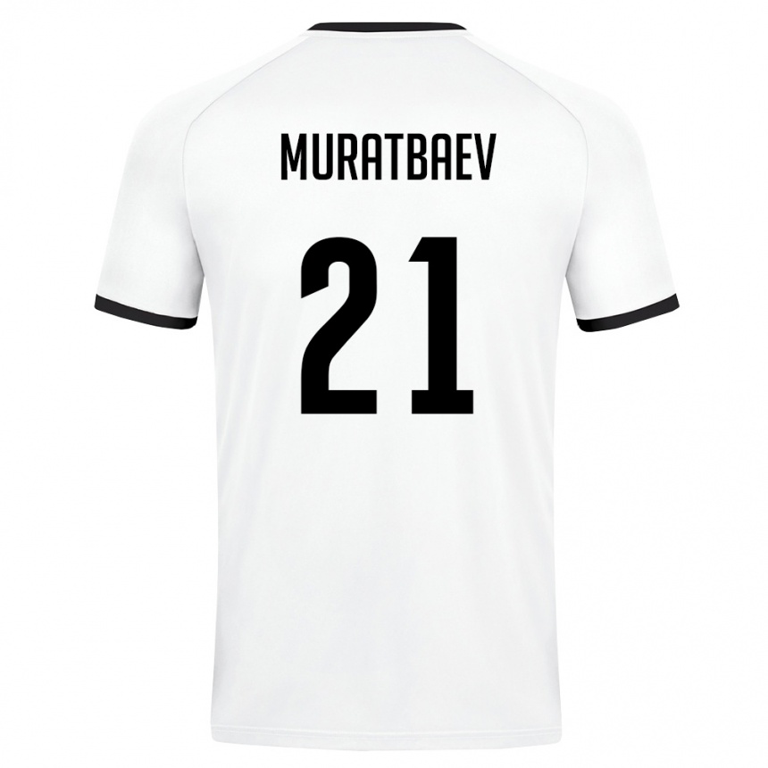 ילדים כדורגל אוזבקיסטן Samandar Muratbaev #21 לבן ירוק כהה הרחק ג'רזי 26-28