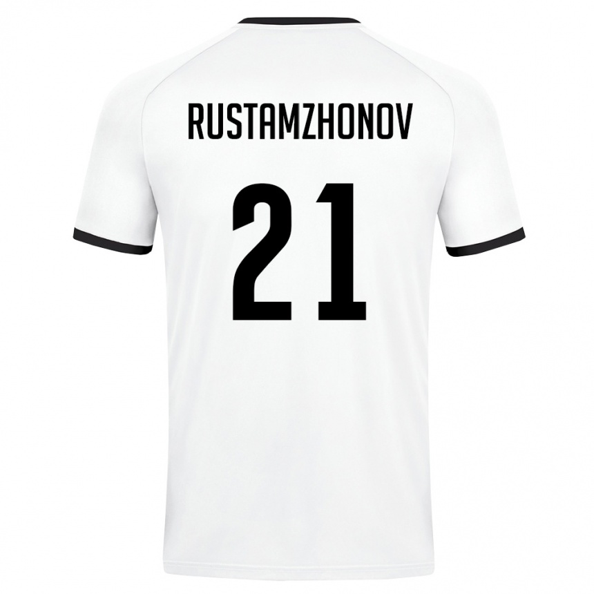 ילדים כדורגל אוזבקיסטן Nematullo Rustamzhonov #21 לבן ירוק כהה הרחק ג'רזי 26-28