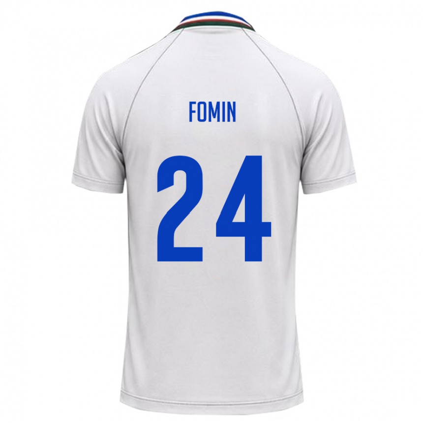 ילדים כדורגל אוזבקיסטן Rustambek Fomin #24 לבן ירוק כהה הרחק ג'רזי 26-28