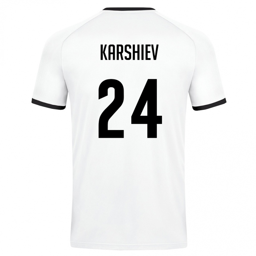 ילדים כדורגל אוזבקיסטן Azizbek Karshiev #24 לבן ירוק כהה הרחק ג'רזי 26-28
