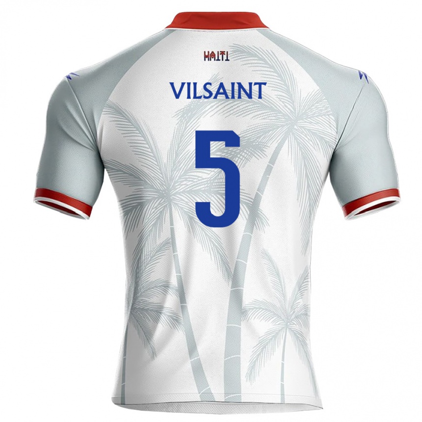 ילדים כדורגל האיטי Jaylen Vilsaint #5 לבן אדום אפור הרחק ג'רזי 26-28