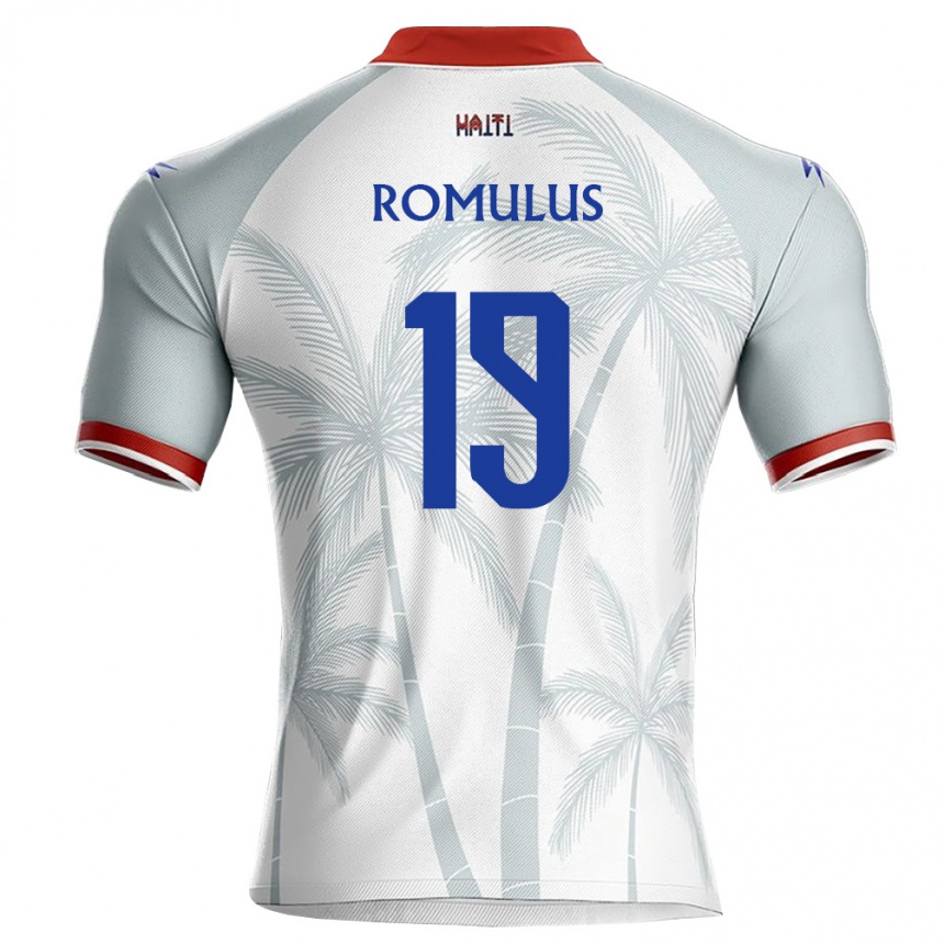 ילדים כדורגל האיטי Kervens Romulus #19 לבן אדום אפור הרחק ג'רזי 26-28