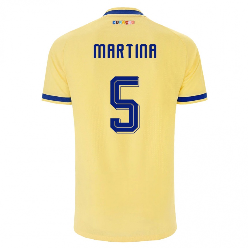 ילדים כדורגל קוראסאו Jorvimar Martina #5 צהוב כהה ורוד הרחק ג'רזי 26-28