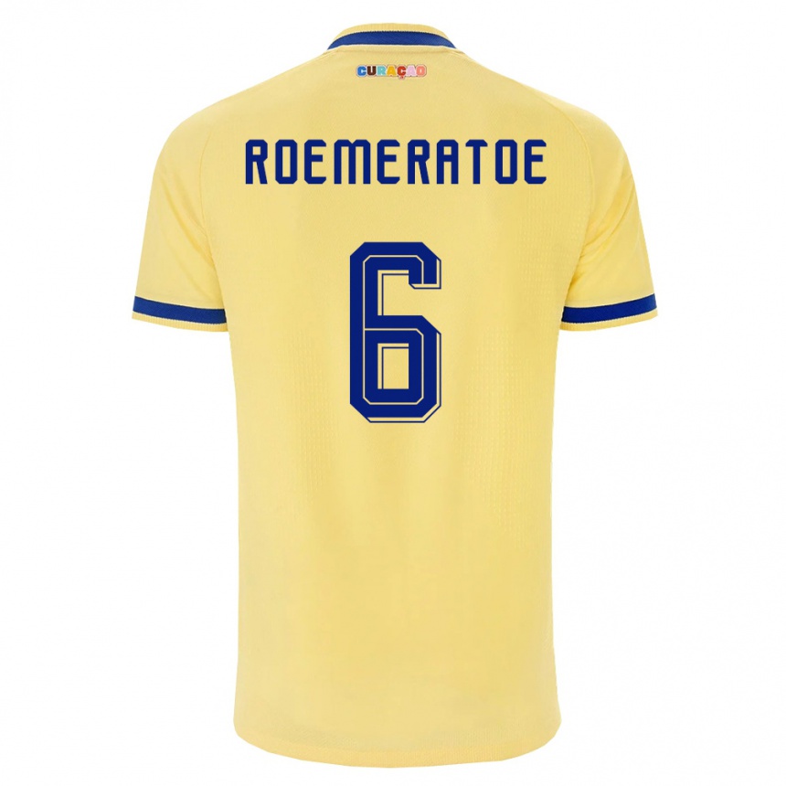 ילדים כדורגל קוראסאו Godfried Roemeratoe #6 צהוב כהה ורוד הרחק ג'רזי 26-28