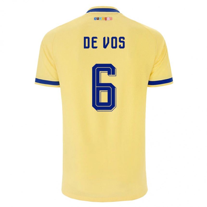 ילדים כדורגל קוראסאו James De Vos #6 צהוב כהה ורוד הרחק ג'רזי 26-28