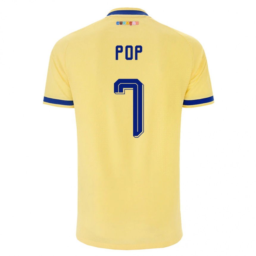 ילדים כדורגל קוראסאו Cristian Pop #7 צהוב כהה ורוד הרחק ג'רזי 26-28