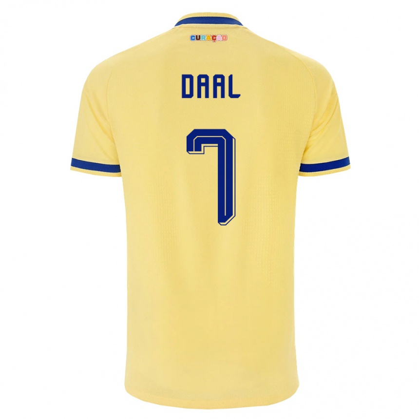 ילדים כדורגל קוראסאו Fernando Daal #7 צהוב כהה ורוד הרחק ג'רזי 26-28