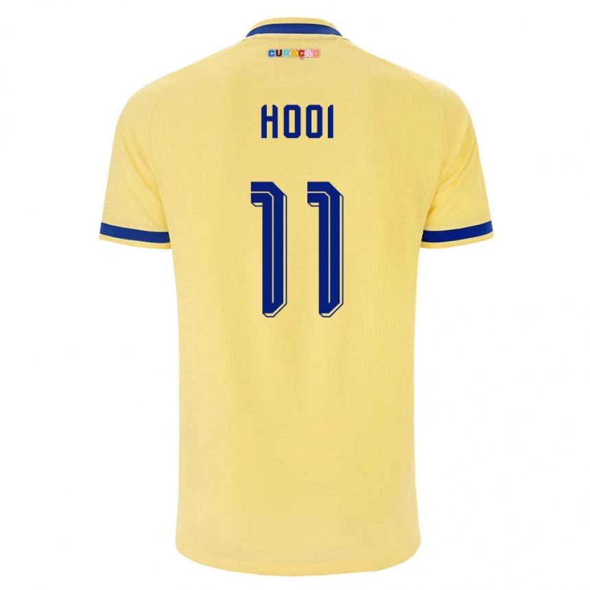 ילדים כדורגל קוראסאו Dayrichson Hooi #11 צהוב כהה ורוד הרחק ג'רזי 26-28