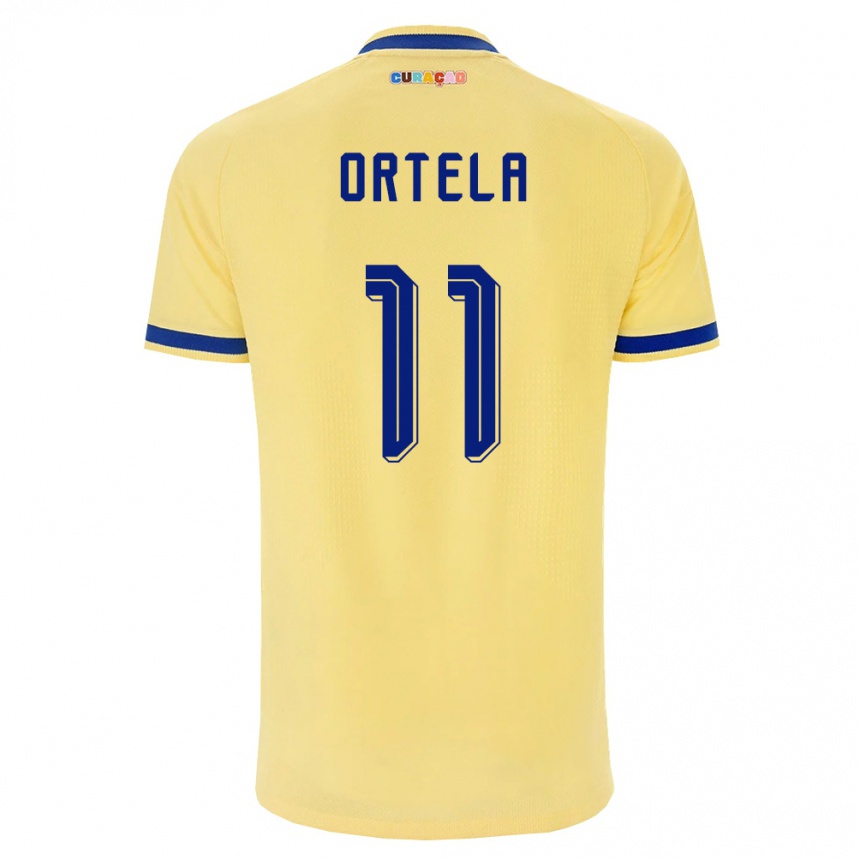 ילדים כדורגל קוראסאו Jerremy Ortela #11 צהוב כהה ורוד הרחק ג'רזי 26-28
