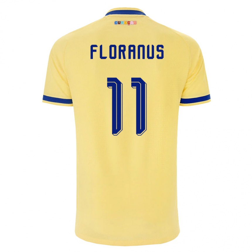 ילדים כדורגל קוראסאו Jëalardino Floranus #11 צהוב כהה ורוד הרחק ג'רזי 26-28