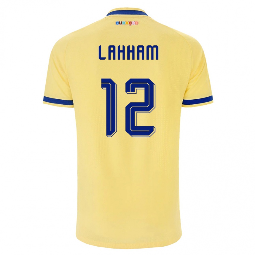 ילדים כדורגל קוראסאו Nasser Lahham #12 צהוב כהה ורוד הרחק ג'רזי 26-28