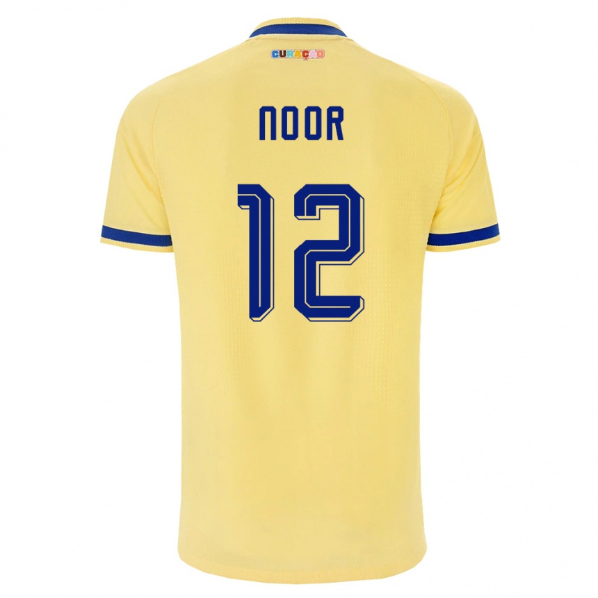 ילדים כדורגל קוראסאו Izjaïr Noor #12 צהוב כהה ורוד הרחק ג'רזי 26-28