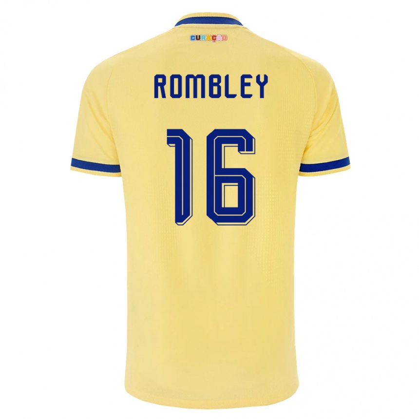 ילדים כדורגל קוראסאו Shermayn Rombley #16 צהוב כהה ורוד הרחק ג'רזי 26-28