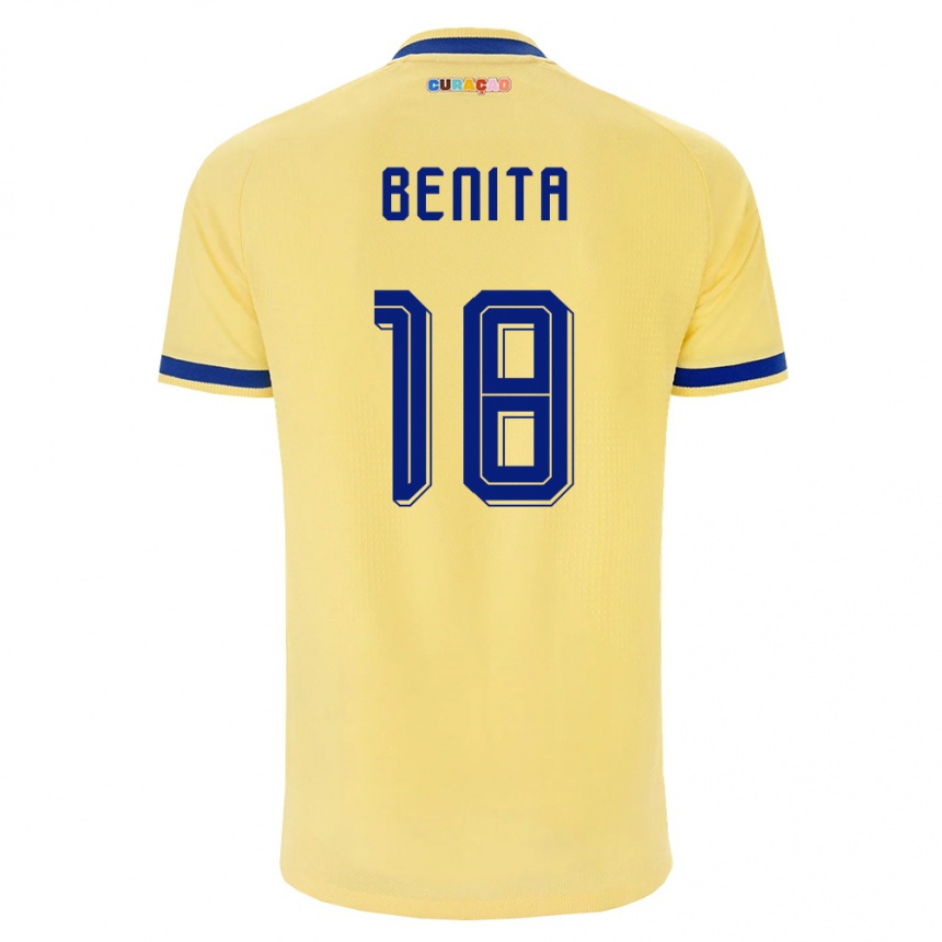 ילדים כדורגל קוראסאו Cazy Benita #18 צהוב כהה ורוד הרחק ג'רזי 26-28