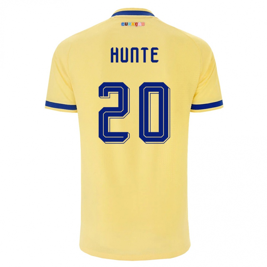 ילדים כדורגל קוראסאו Jerayno Hunte #20 צהוב כהה ורוד הרחק ג'רזי 26-28