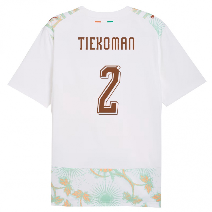 ילדים כדורגל חוף השנהב Gueu Tiekoman #2 לבן כתום ירוק הרחק ג'רזי 26-28