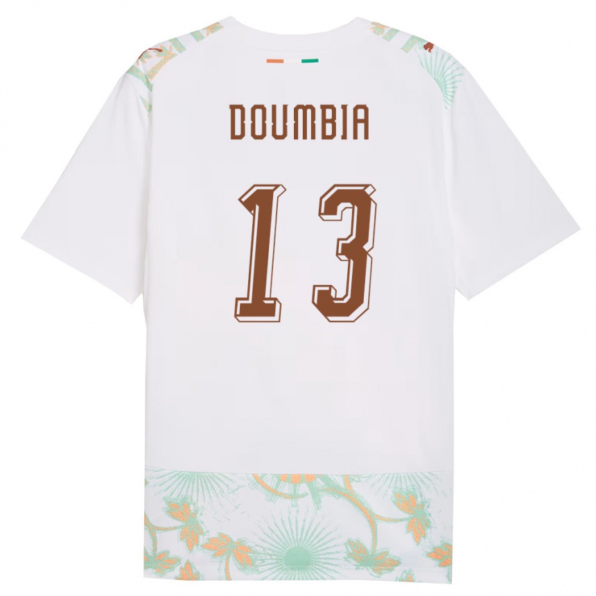 ילדים כדורגל חוף השנהב Vaboue Doumbia #13 לבן כתום ירוק הרחק ג'רזי 26-28