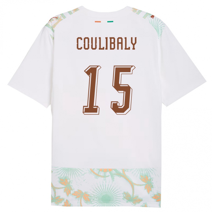ילדים כדורגל חוף השנהב Youbah Coulibaly #15 לבן כתום ירוק הרחק ג'רזי 26-28