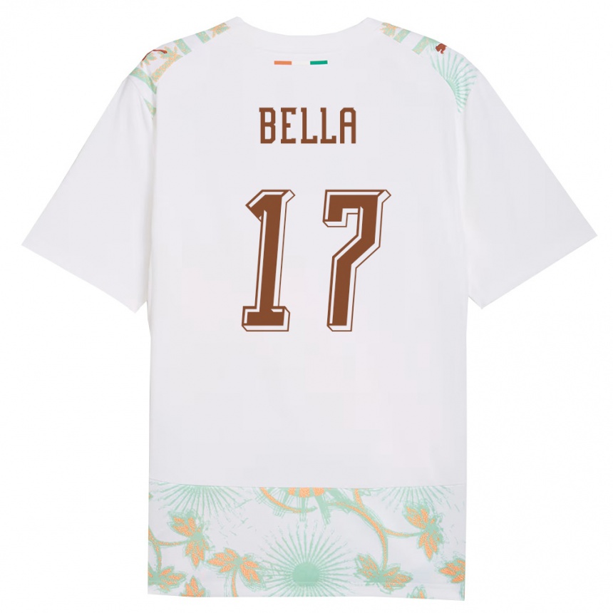 ילדים כדורגל חוף השנהב Bamalick Bella #17 לבן כתום ירוק הרחק ג'רזי 26-28