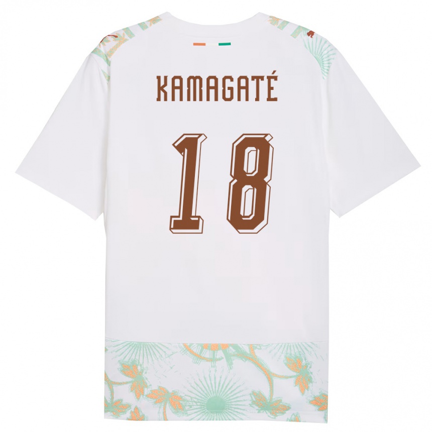 ילדים כדורגל חוף השנהב Dramane Kamagaté #18 לבן כתום ירוק הרחק ג'רזי 26-28