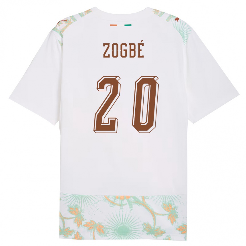 ילדים כדורגל חוף השנהב Luck Zogbé #20 לבן כתום ירוק הרחק ג'רזי 26-28