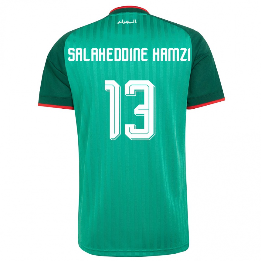 ילדים כדורגל אלג'יריה Anes Salaheddine Hamzi #13 ירוק אדום לבן הרחק ג'רזי 26-28